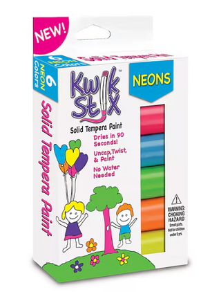 KWIK STICK SOILD TEMPERA PAINT NEON COLOR 6CT