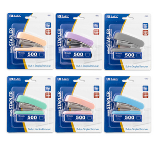 1 BAZIC Mini Pastel Stapler with 500 Staples, 26/6 Standard