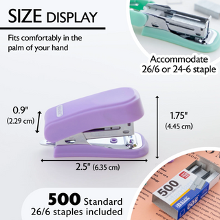 1 BAZIC Mini Pastel Stapler with 500 Staples, 26/6 Standard