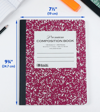 1 College Ruled Premium Morandi Color Marble Composition Book 100 Ct.