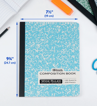 1 Wide Ruled 100 Ct. Pastel Color Marble Composition Book