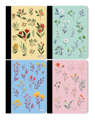 1 College Ruled 100 Ct. Floral Composition Book