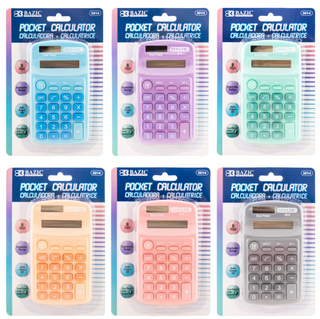 1 Pastel Color 8-Digit Dual Power Pocket Size Calculator