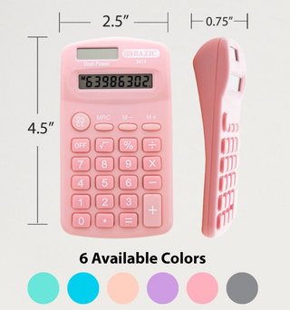 1 Pastel Color 8-Digit Dual Power Pocket Size Calculator