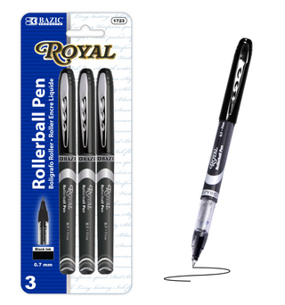 Royal Black Rollerball Pen (3/Pack)