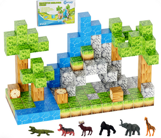 145pc Magentic Blocks with Animals