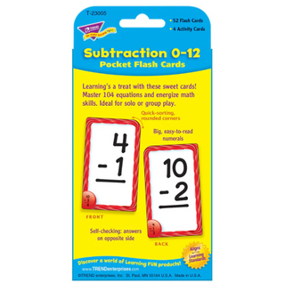 Subtraction 0-12 Flash Cards