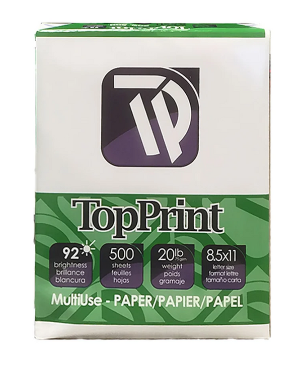 Top Print (92) 8.5" X 11" White Copy Paper (1 Ream)