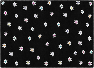 Small Daisies On Black Rug