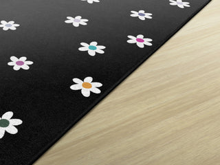 Small Daisies On Black Rug By Schoolgirl Style