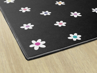 Small Daisies On Black Rug By Schoolgirl Style