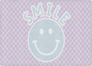 Smiley On Lavender Checkerboard Rug
