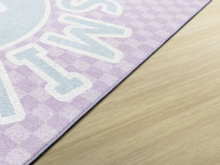 Smiley On Lavender Checkerboard Rug By Schoolgirl Style