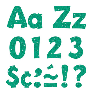 Teal Sparkle 4-Inch Playful Uppercase/Lowercase Combo Pack (English/Spanish) Ready Letters