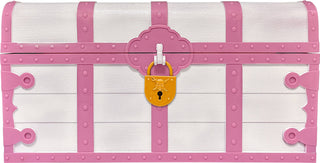 Pink and White Treasure Chest with Lock and Key