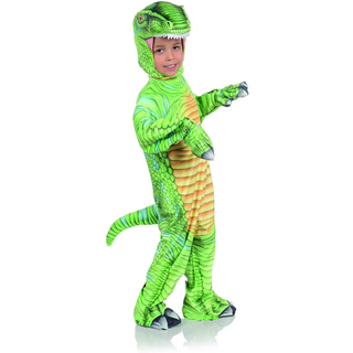 Green T-Rex Printed Child Costume Jumpsuit (Size 4-6 Years)