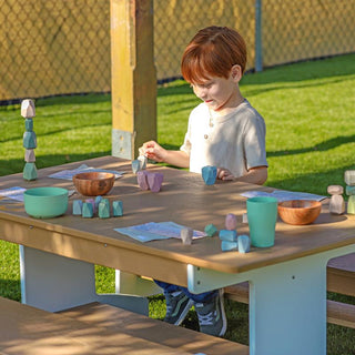 WB2910 outdoorED™ Table and Two Benches Set_outside with model