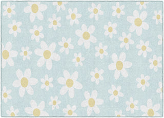 White Daisies On Blue Rug