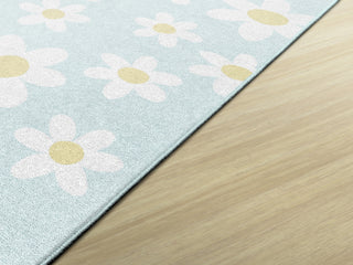 White Daisies On Blue Rug By Schoolgirl Style