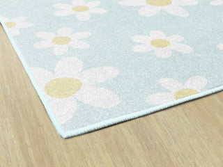 White Daisies On Blue Rug By Schoolgirl Style
