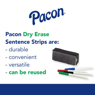 Pacon® Dry Erase Sentence Strips, 3 Assorted Colors