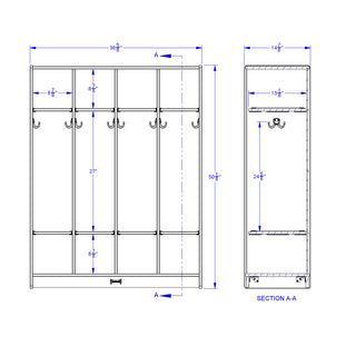 Rainbow Accents 4 Section Coat Locker - Blue
