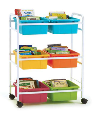 Small Book Browser Cart with Six Tubs (BB008-6-VM)