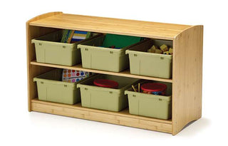 Bamboo Shelving Unit with sage tub combo