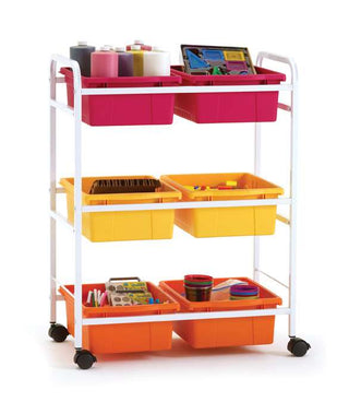Small Book Browser Cart with Six Tubs (BB008-6-VW)