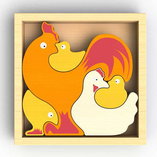 Chicken Family Puzzle and Playset