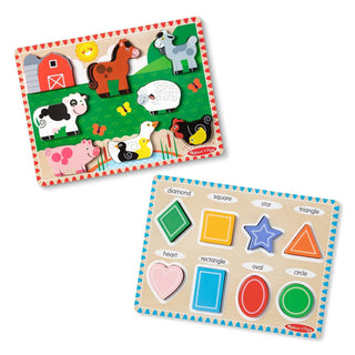 Chunky Puzzle 2pk - Farm, Shapes