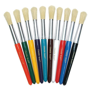 Creativity Street® Beginner Paint Brushes, Round Stubby Brushes, 10 Assorted Colors, 7-1/2" Long, 10 Brushes
