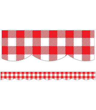 Black, White & Stylish Brights Red Gingham Scalloped Borders(DISC)