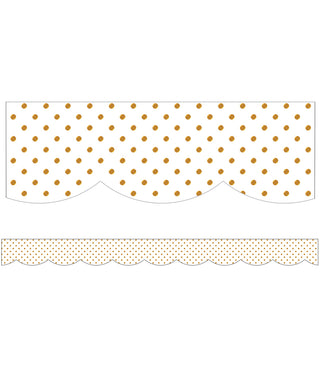 Simply Boho White with Gold Dots Scalloped Borders(DISC)