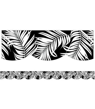 Simply Boho Black with White Leaves Scalloped Borders(DISC)