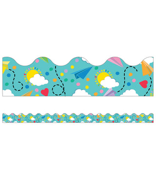 Paper Airplanes Scalloped Border