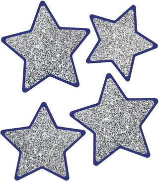 Solid Silver Glitter Stars Cut-Outs(DISC)