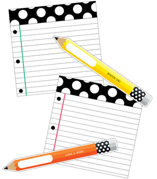 Black, White & Stylish Brights Pencils and Papers Cut-Outs(C)