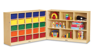Jonti-Craft® 25 Cubbie-Tray Mobile Fold-n-Lock - with Colored Trays
