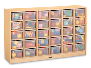 MapleWave® 30 Cubbie-Tray Mobile Storage - with Clear Trays