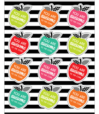 Black, White & Stylish Brights Motivational Apples Motivational Stickers(C)