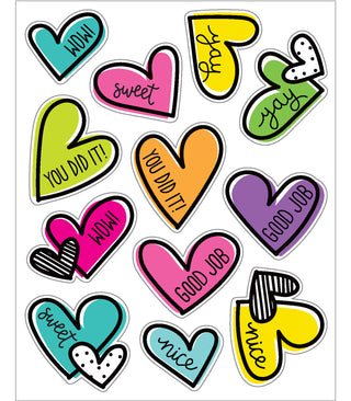 Kind Vibes Doodle Hearts Shape Stickers