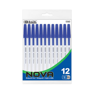 BAZIC Nova Blue Color Stick Pen (12/Pack)