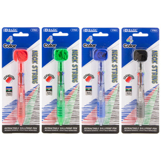 BAZIC 4-Color Neck Pen w/ Cushion Grip