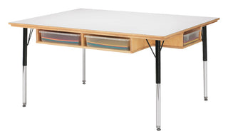 Jonti-Craft® Table with Storage - 15" - 24" Ht - with Clear Paper-Trays