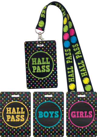 Chalkboard Brights Hall Pass Lanyards