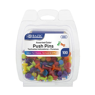 BAZIC Assorted Color Push Pins (100/Pack)
