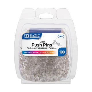 BAZIC Clear Transparent Push Pins (100/Pack)