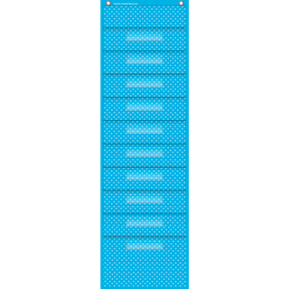 Aqua Polka Dots 10 Pocket File Storage Pocket Chart