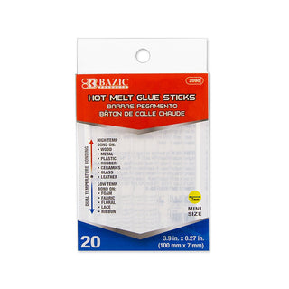 BAZIC 3.9" x 0.27" Dual Temp. Mini Hot Melt Glue Sticks (20/Box)